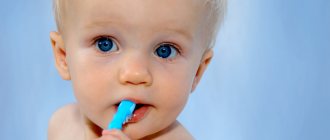 Child brushing teeth